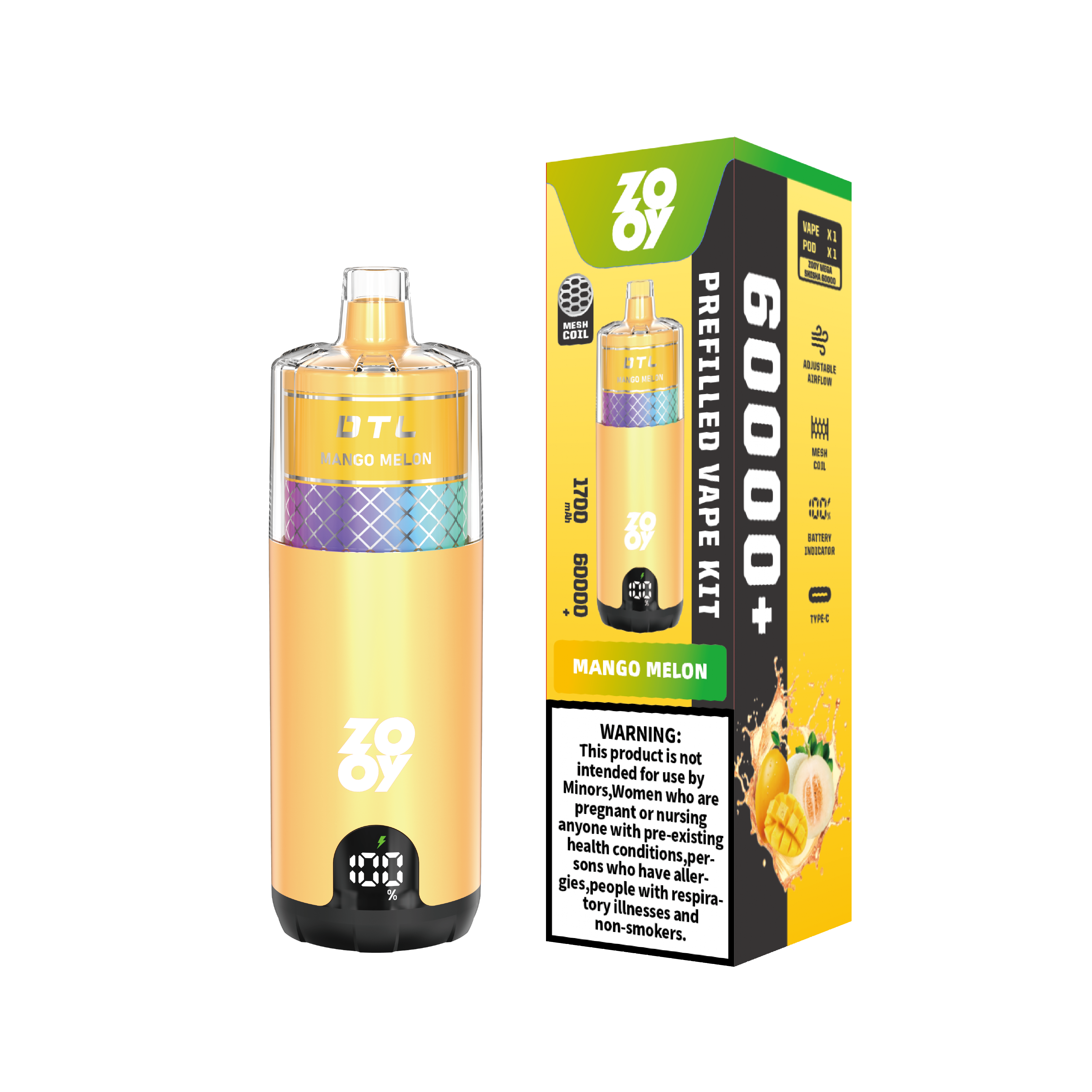 ZOOY ZOOY VAPE MEGA 60000 120k Jednorazowy Vape Trzy smaki Magazyn UE-pech berry