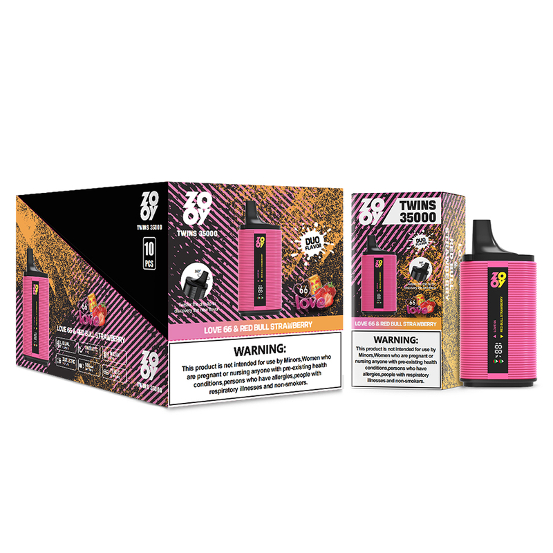 ZOOY VAPE TWINS 35000 Jednorazowy Vape Puff 120K Podw&oacute;jny smak Magazyn UE-Love 66 i Red Bull truskawkowy